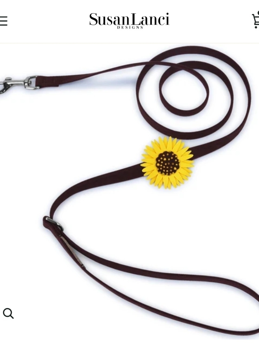 Susan Lanci Sunflower Dog Leash New Without Tags